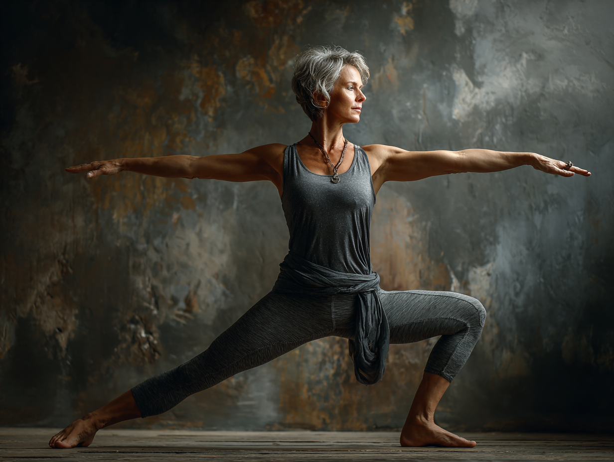 Група людей виконує творчі рухи на природі