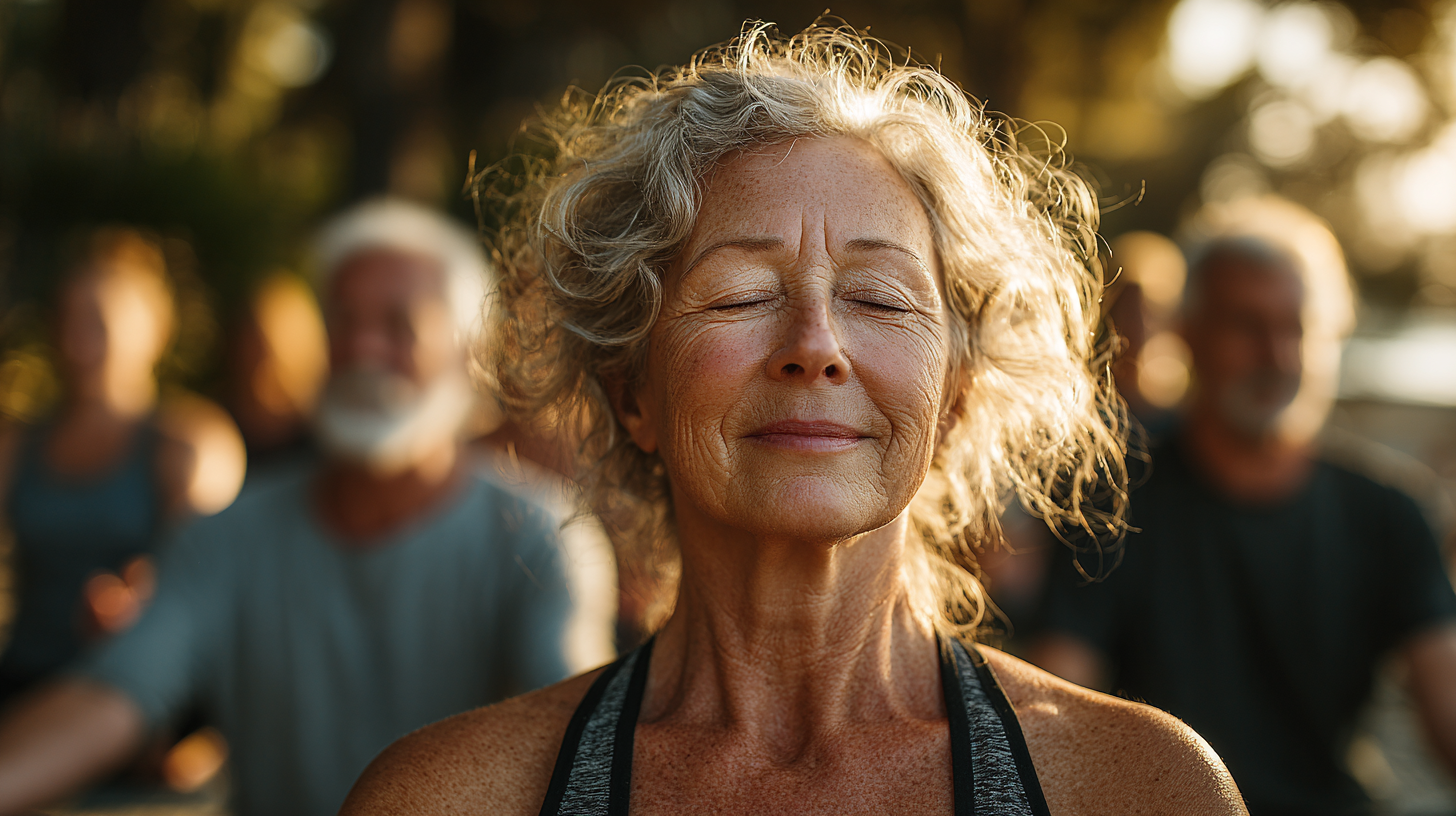 Спокійна атмосфера заняття йогою на природі